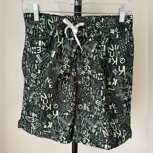 Nike Men’s Swim Trunks Shorts Black Green Graphic Print Size S